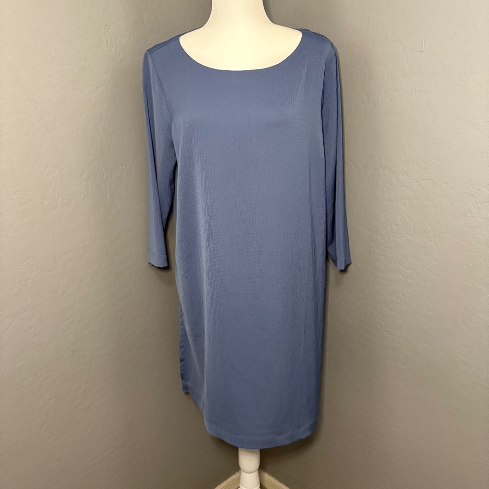 J Jill Wear Ever Easy Care Woven Boat Neck Tunic Blue‎ Size M